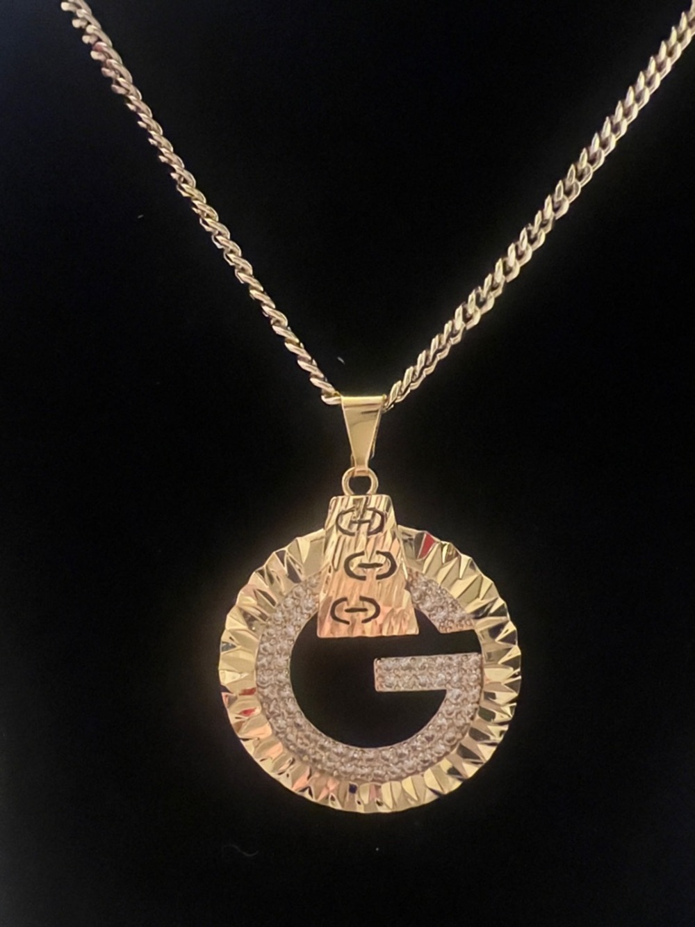 Gold-Tone Crystal Crescent Pendant Necklace - Women Jewelry